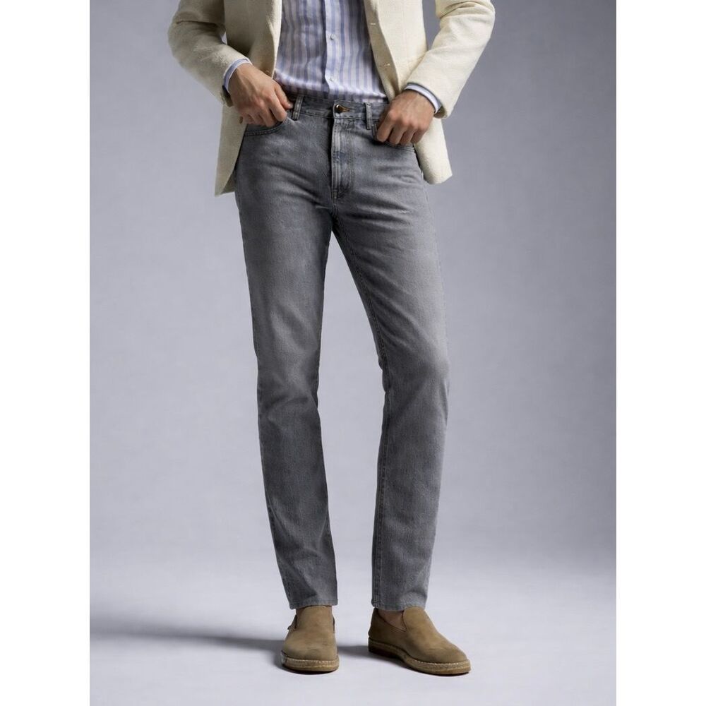 Isaia Napoli NWT carrot fit grey wash straight leg jeans 54/38